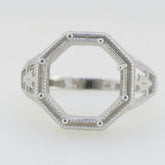 Art Deco Style Sterling Silver Semi Mount Ring Setting Round RD 12x12mm - Syzjewelry